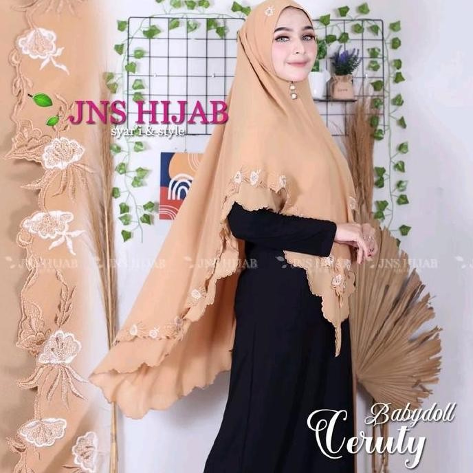 khimar MALIKA bordir/hijab bordir/jilbab bordir 2 layer/khimar ceruty bordir ori jns Soft Muslim Lay