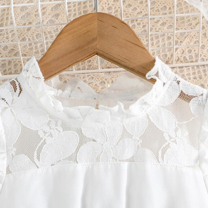 Grosir Beechic.Kids Dress Pesta Anak Perempuan Putih Pita Ikat Pinggang Brukat Tanpa Lengan Warna So