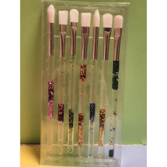 

ready white nylon brush/kuas lukis glitter handle 7pcs