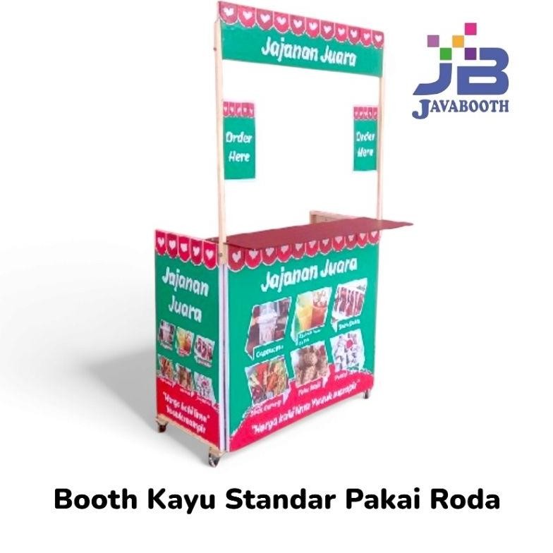 xenn booth portable kayu standar pakai roda  bonus rak depan (95x65cm) jb lv