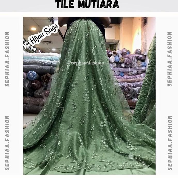 TERBARU TULLE MUTIARA PREMIUM METERAN MURAH - Kain Tile Mutiara Motif Kemukus - Kain Tile Tulle Till