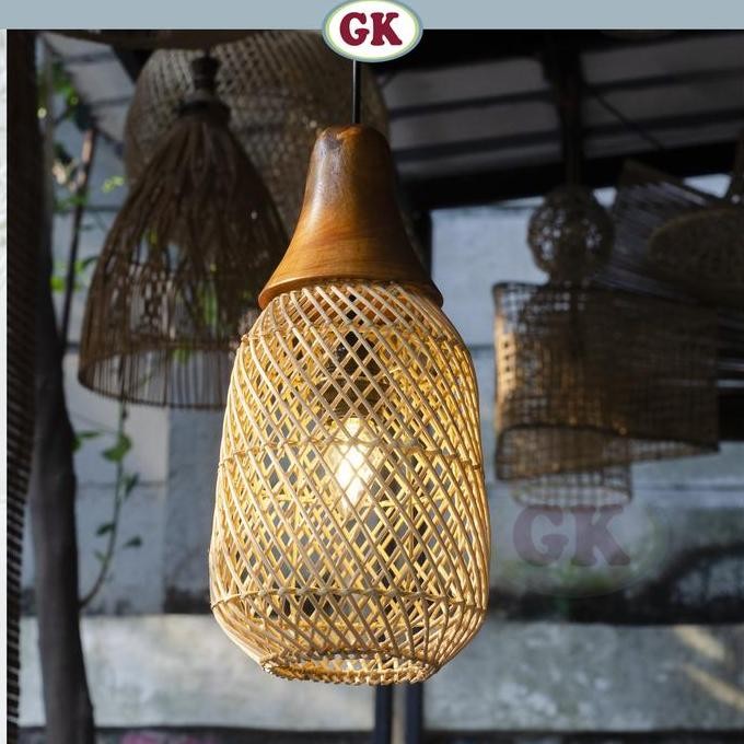 Promo Kap Lampu Gantung Rotan Kubah 06 - Minimalis Dekorasi Lampu Kayu Gantung