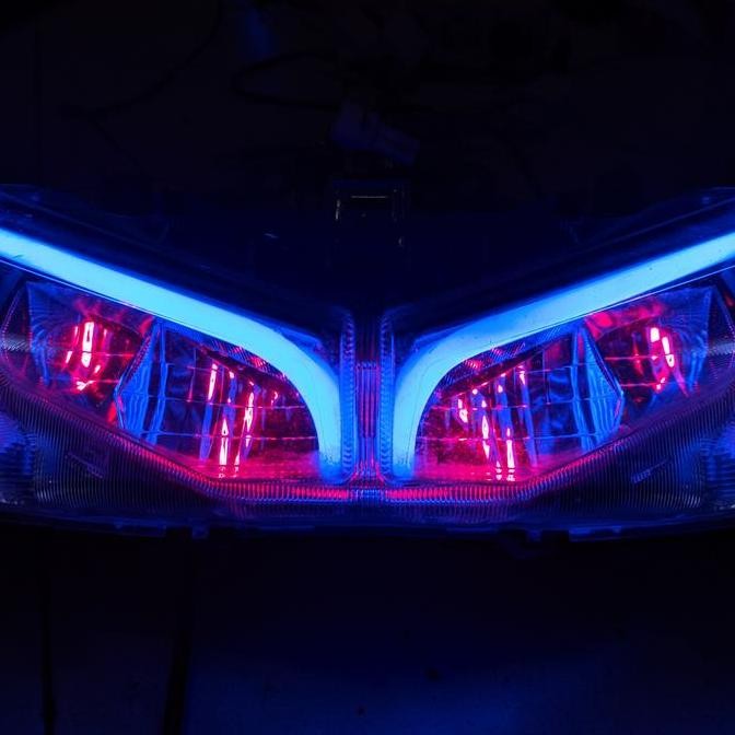 paketan lampu led alis 1mode&devil eyes aerox155 new connected dan old