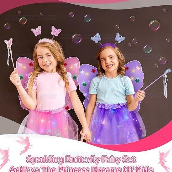 

Original Kostum Anak Butterfly 1 Set (Sayap + Bando + Tongkat + Rok Tutu) | Kostum Peri Kupu-Kupu