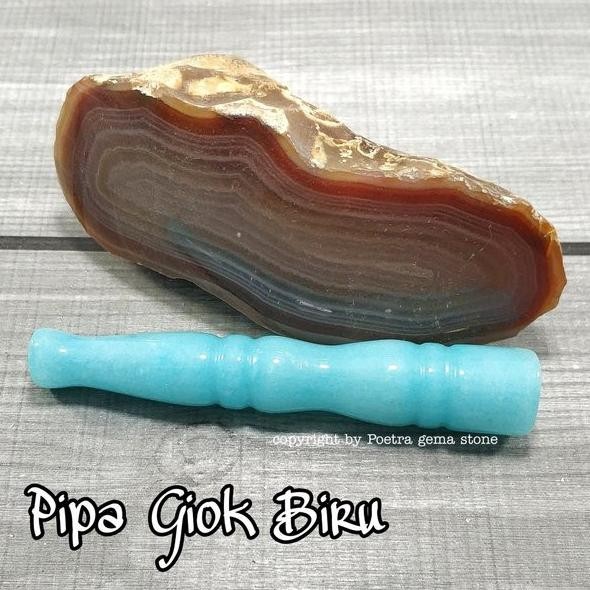 Original Pipa Cangklong Once Batu Giok Biru Natural Asli Rokok Filter