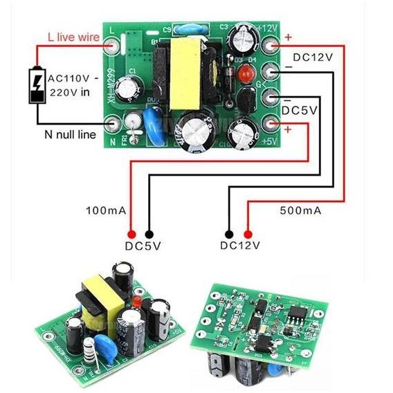 220V Ac-Dc Converter Dual Output 12V Dc 500 Ma Dan 5V Dc 100Ma Terbaru