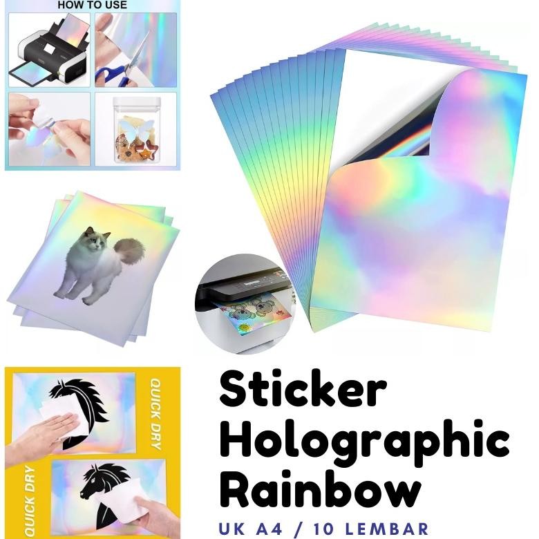 

STICKER RAINBOW HOLOGRAFIC WATER PROFF A4/10 LEMBAR SV9
