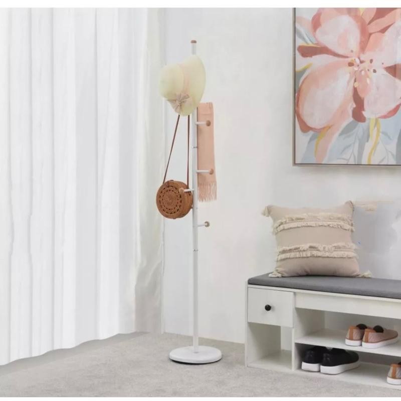 Standing Hanger Besi Gantungan Informa 171 Cm Gantungan Pakaian Wooden Balls  Putih