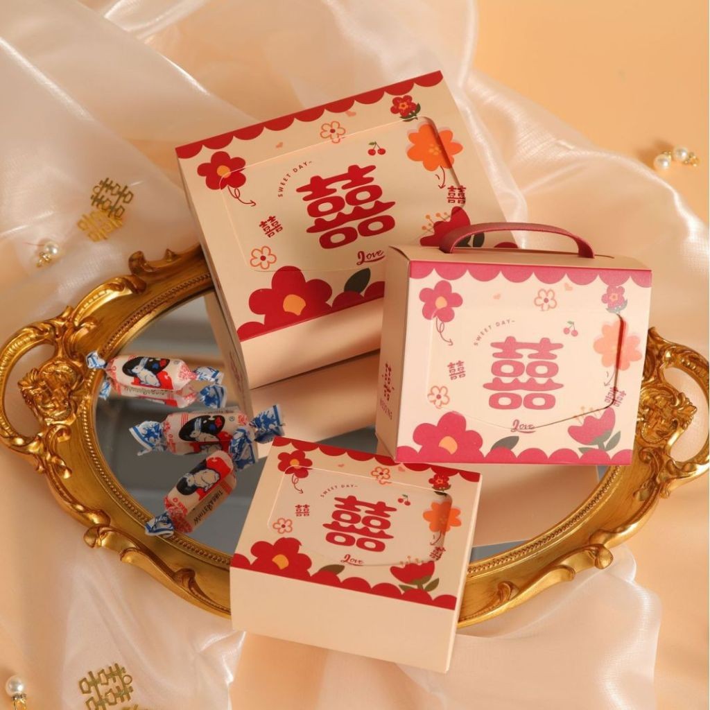 

PAOPAO Paperbox Red Wedding Gagang Cover Sangjit Paper Kotak Cute