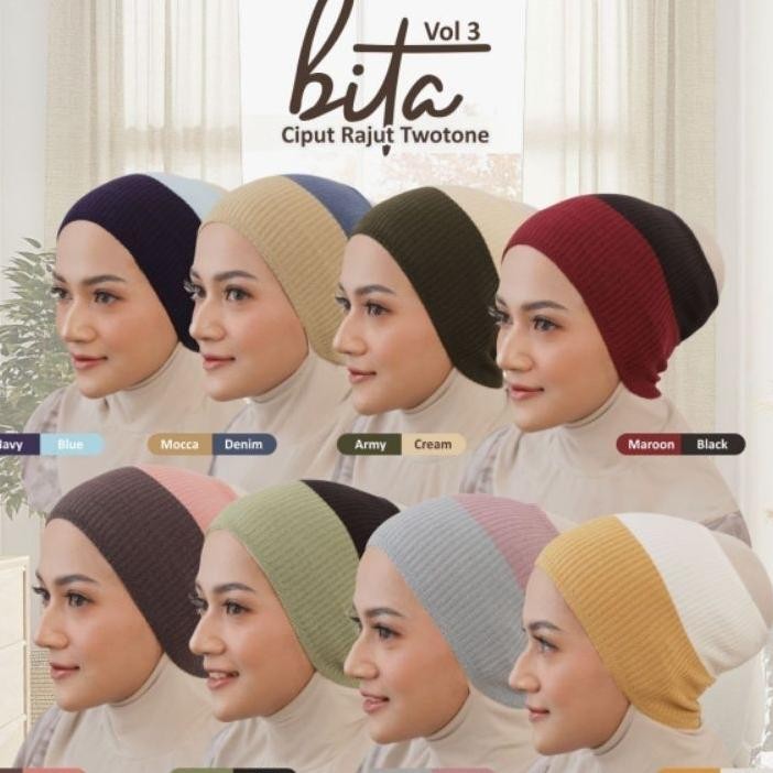 Ciput Rajut Bita Falova Vol 3 Dalaman Hijab Ciput Twotone Anisa Grade A