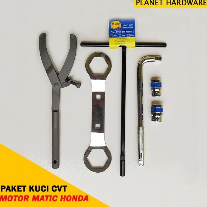 Paket Kunci CVT Motor Matic Honda Treker Kunci CVT T8 Sok 19 & 22 MM