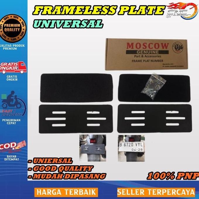 Promo FRAMELESS PLAT MOTOR PLATE MOTOR UNIVERSAL MOSCOW PAPAN PLAT NO TEMPEL Baut COD