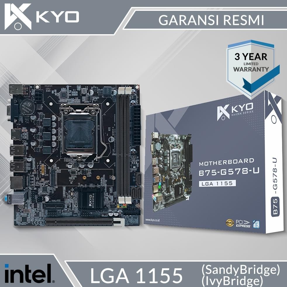Motherboard KAIZEN B75 M.2 NVME LGA 1155 DDR3 B75 GARANSI RESMI 3 THN