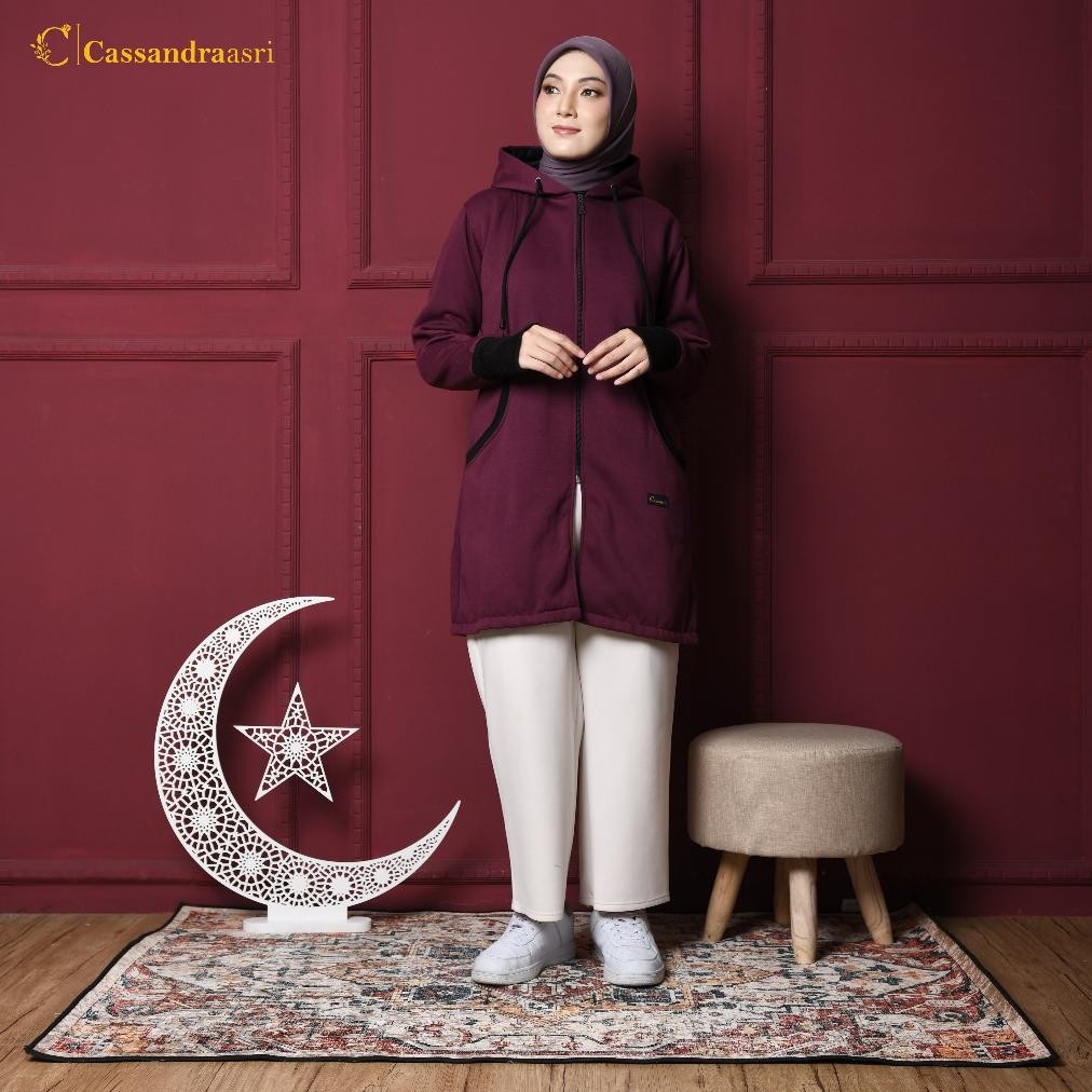Cassandraasri - Jaket Muslimah Premium Fleece - Jaket Wanita Muslimah Jaket Syari Jaket Hijab AST