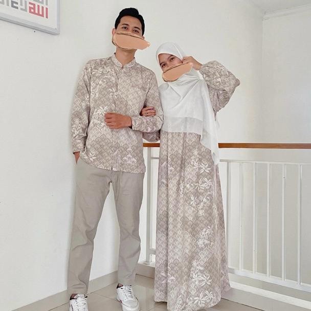Latasha Outfit VIOLINE Couple Pasangan Abaya dan Koko Motif Kekinian Terbaru AST