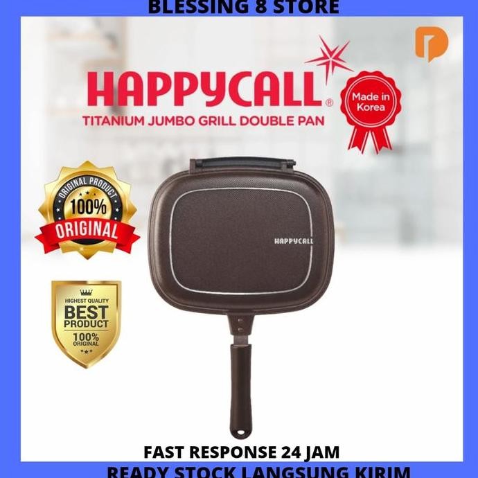 TERBARU - HAPPY CALL TITANIUM JUMBO GRILL DOUBLE PAN Wajan HappyCall Besar ASLI