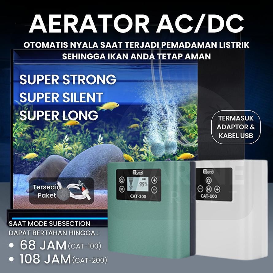Terbaru Aerator USB ACDC Silent 2 Lubang - Pompa Gelembung Portable Baterai Ikan