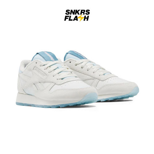 REEBOK Classic Leather Chalk Thirsty Blue Sepatu Sneakers Unisex - GW3827 - Size 36.5