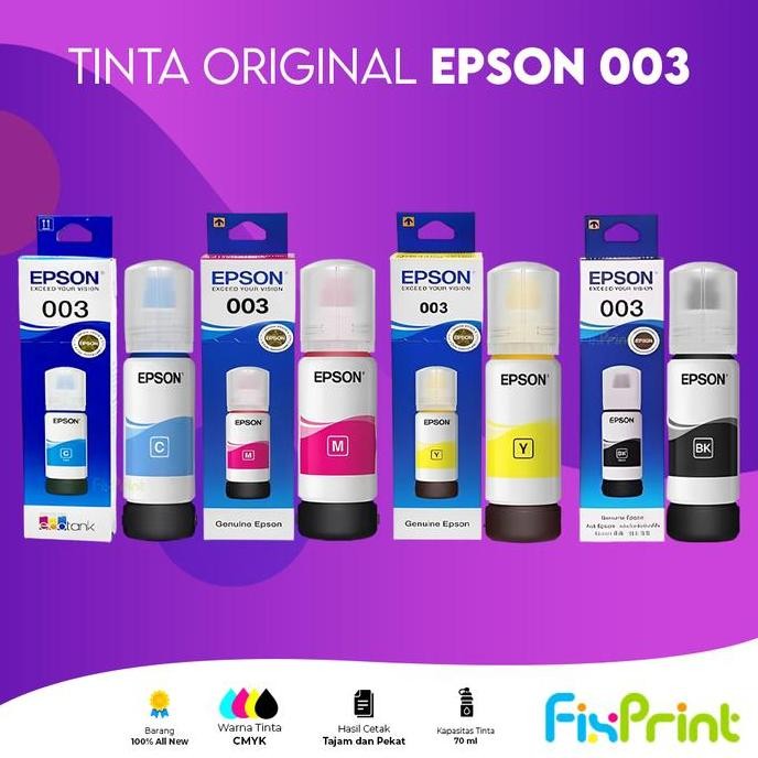 Tinta Epson 003 Black Original Ori Hitam Resmi Printer L3110 L1110