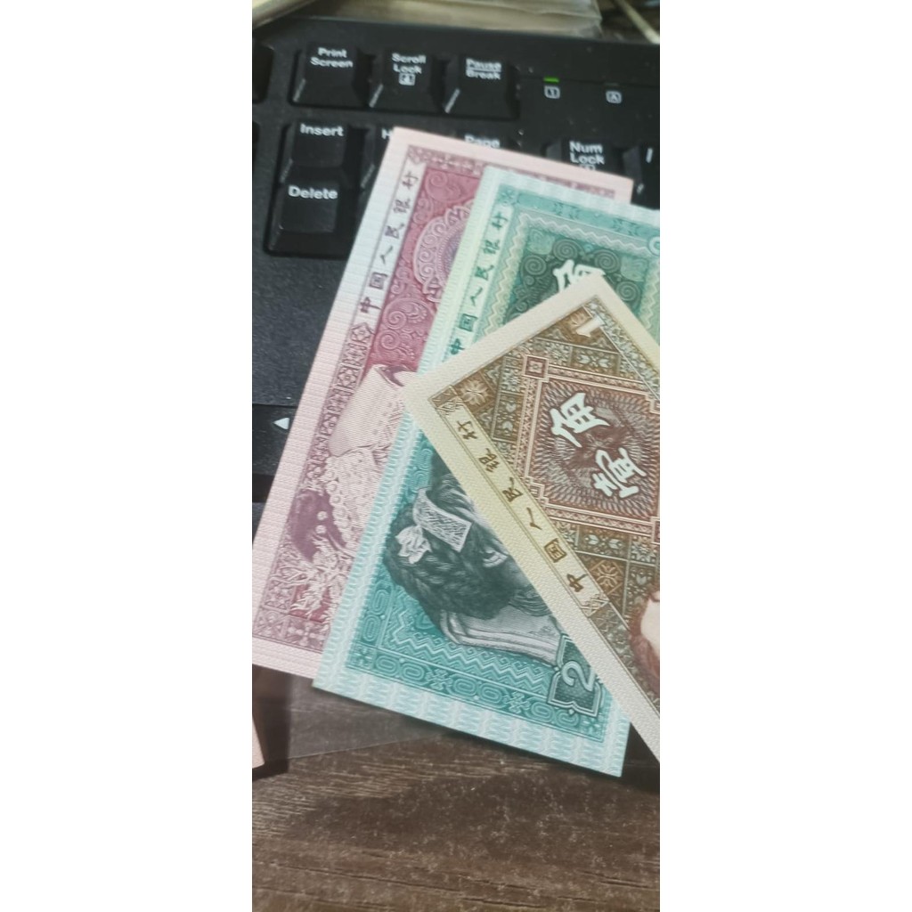 Set Uang Kuno China Lama 9 Lembar 1-2-5 Jiao 1-2-5-10-50-100 Yuan Original Dan Terpercaya