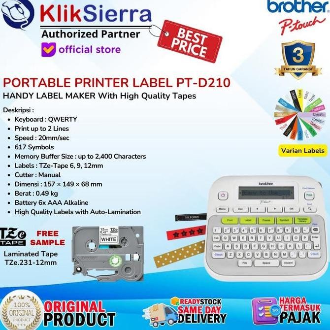 

Printer Label Ptouch Brother Pt-D210 | Ptd210 - Pt-H110 | Pth110 Portable Label Printer Sticker With Tze Tape Label Max 12Mm Laminated & Waterproof