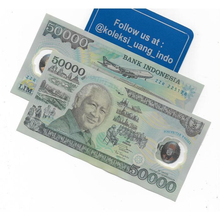 Uang Kuno 50000 Soeharto Polymer Plastik Full Gress Original Dan Terpercaya