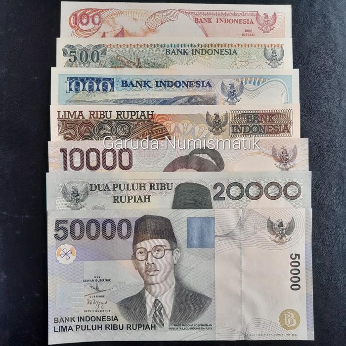 Koleksi Paket 7 Lembar Uang Kuno Tahun 1990 An- Unc Aunc Baru Gress Original Dan Terpercaya