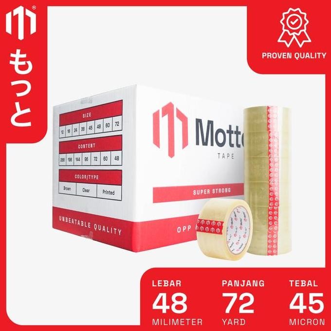 

Lakban 48Mm X 72 Yard Bening - Dus (72 Pcs) - Motto Opp Tape Co