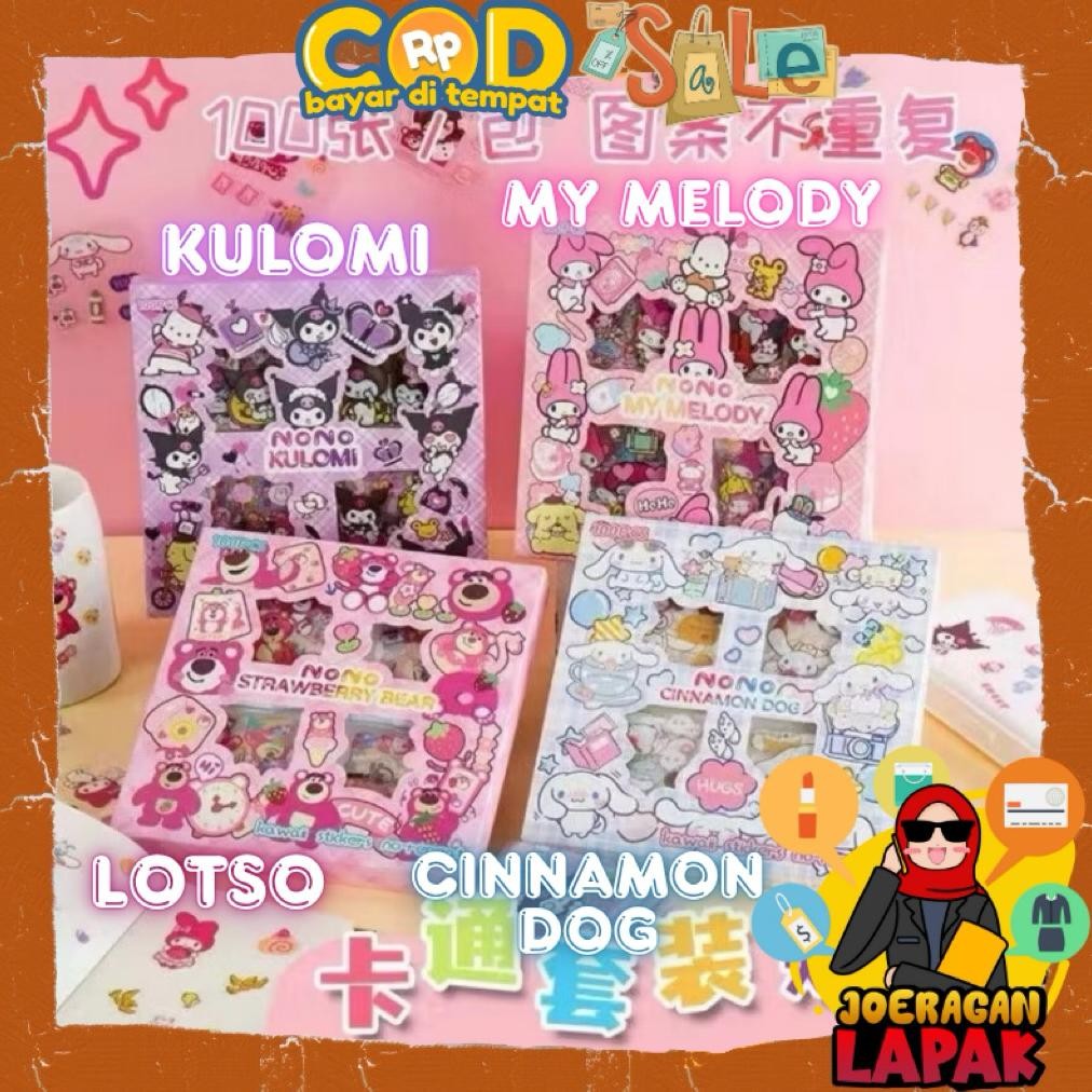 

Joeraganlapak Sticker Sanrio Lotso Isi 100 Pcs Per Box Kuromi Kulomi Cinnamoroll My Melody Terbaru Viral Stiker Nono Mini Besar Jumbo Anak Hiasan Tempelan Spaylater 0%