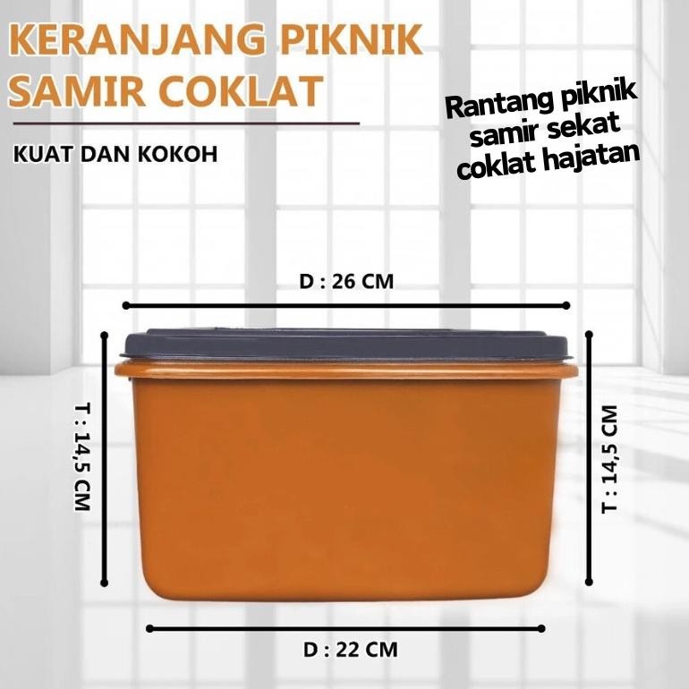 Keranjang Piknik Samir - Kotak Makan Bakul Tutup Sekat Tempat Wadah Nasi Lauk Kuah Plastik Hajatan R