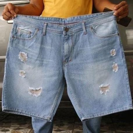 Celana pendek sobek pria sobek Jeans pendek Cowok JUMBO Distro Panjang daps