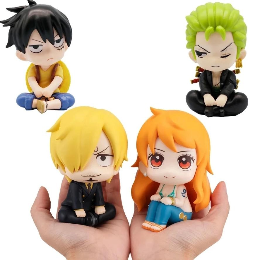 9.5Cm One Piece Anime Figure Look Up Luffy/Zoro Action Figure Q Version Kawaii Nami/Sanji Figurine P
