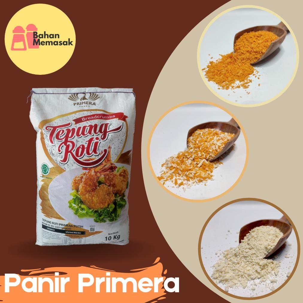 

Tepung Roti Kasar Panir Paneer Breadcrumbs Primera Panko 1 Kg (Putih/ Mix/ Oranye)