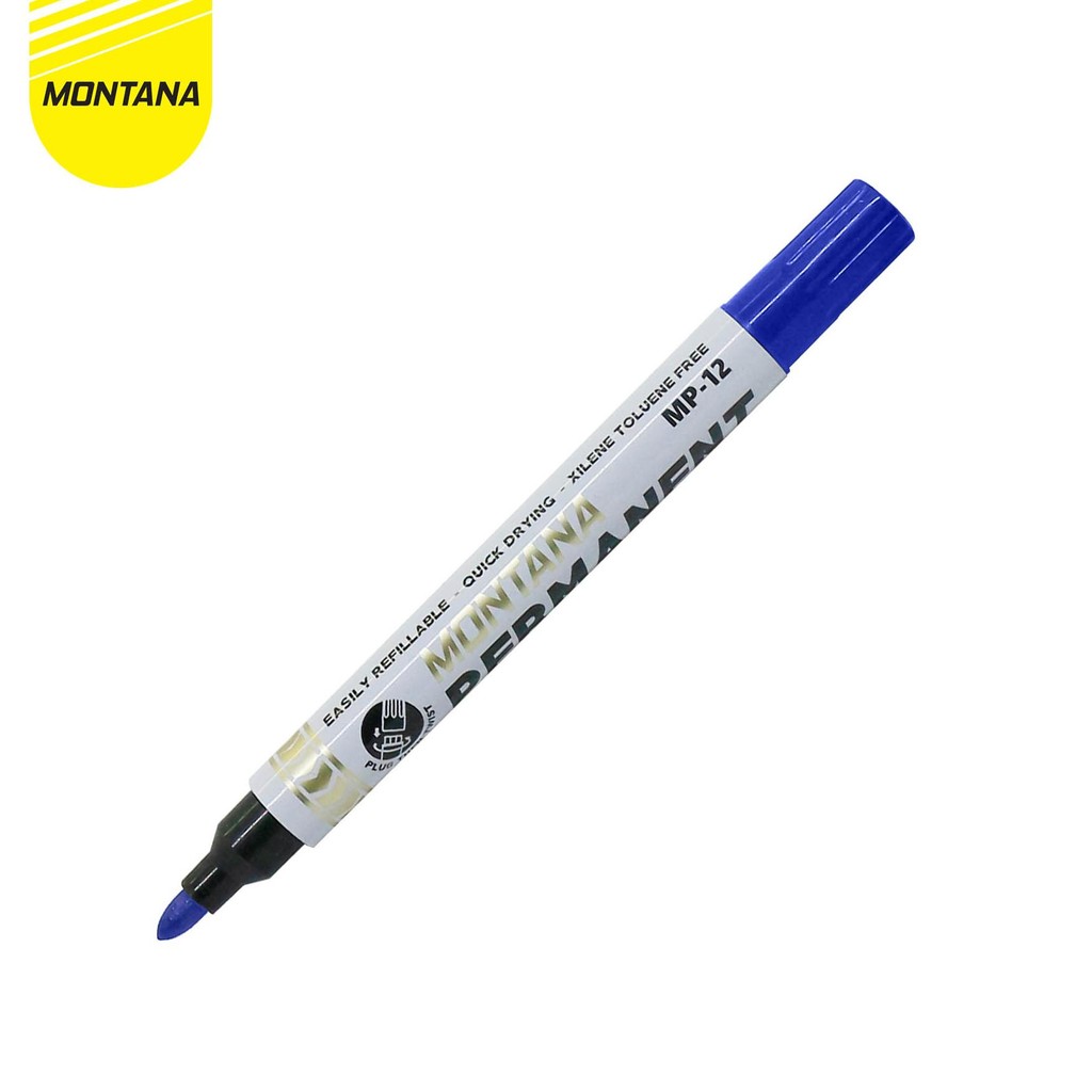 

MONTANA SPIDOL PERMANEN ROUND TIP 12 PCS QUICK DRY PERMANENT MARKER MP-12/LUSIN HITAM