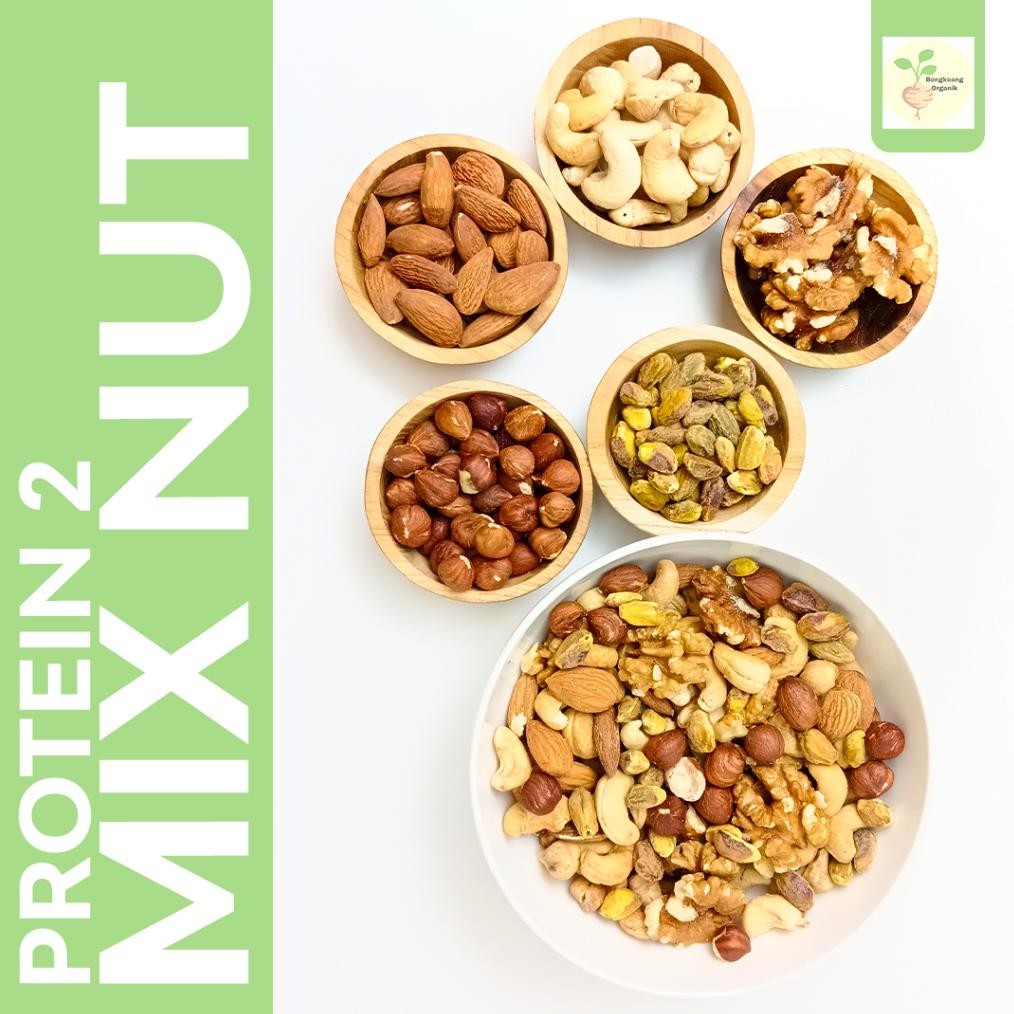 

MIX NUT PROTEIN 1Kg - Kacang Almond, Mede, Walnut, Pistachio, Hazelnut RB10