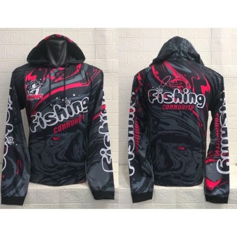 KAOS JERSEY KUPLUK MANCING FULLPRINTING HITAM LENGAN PANJANG