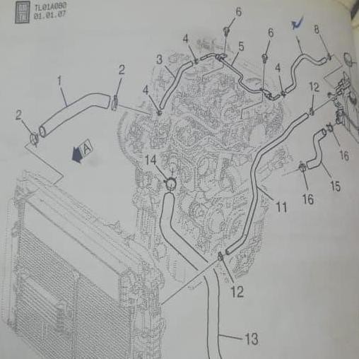 . Selang radiator bawah captiva diesel nfl