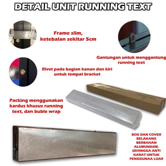 RUNNING TEXT LED RUNNING TEXT LAMPU RUNNING TEXT OUTDOOR WARNA MERAH HIJAU KUNING BIRU PUTIH SMD DIP