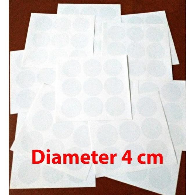 

1.000Pcs Stiker Vinyl Bulat 4Cm Transparant Polos Sticker Bundar Diameter 4 Cm Co