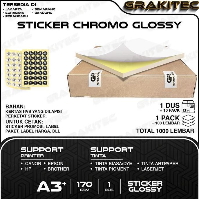 

Sticker Chromo A3+ Glossy & Doff HVS 1-dus / 1000 Lembar | Stiker Kromo, bontak, CTS, Cast-coated Cromo