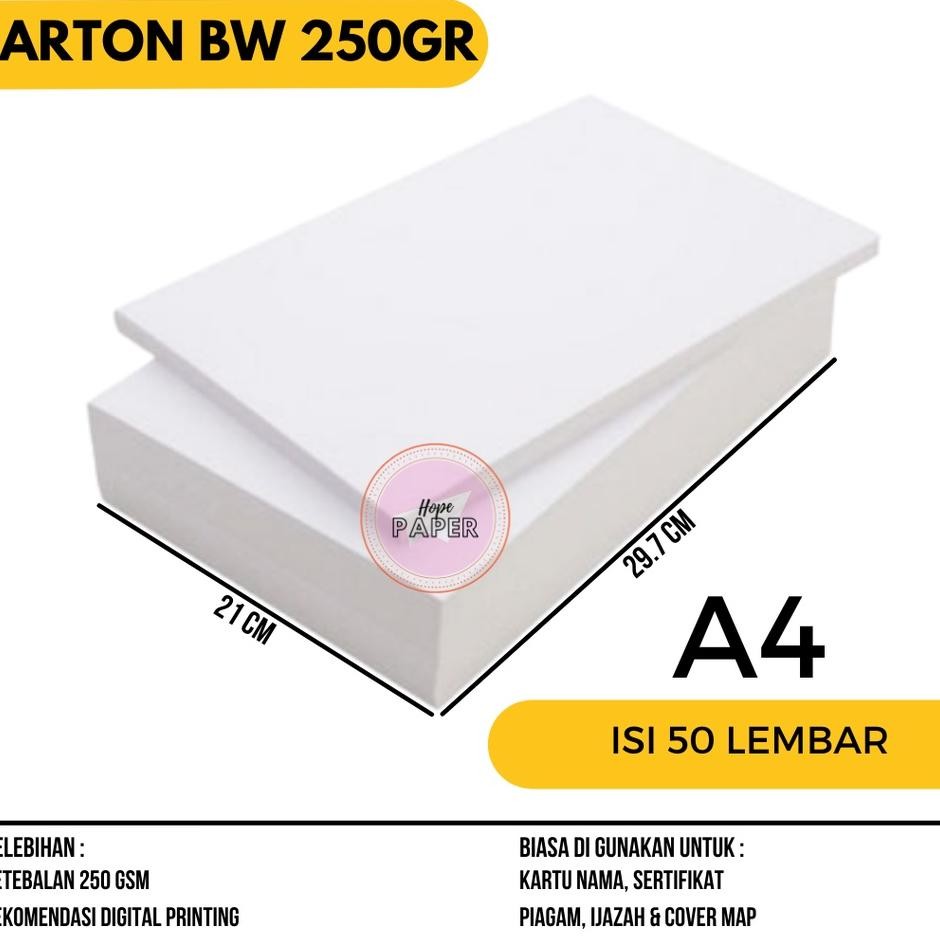 

Kertas Bw 250Gsm A4 Isi 50 Lembar Kertas Karton Bw