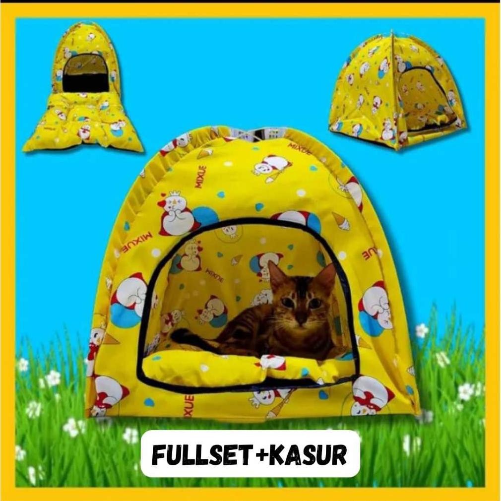 Tenda Kucing Lipat Fullset Kasur Tidur Motif Karakter Rumah Kucing Anabul Rumah Kucing Free Kasur AS