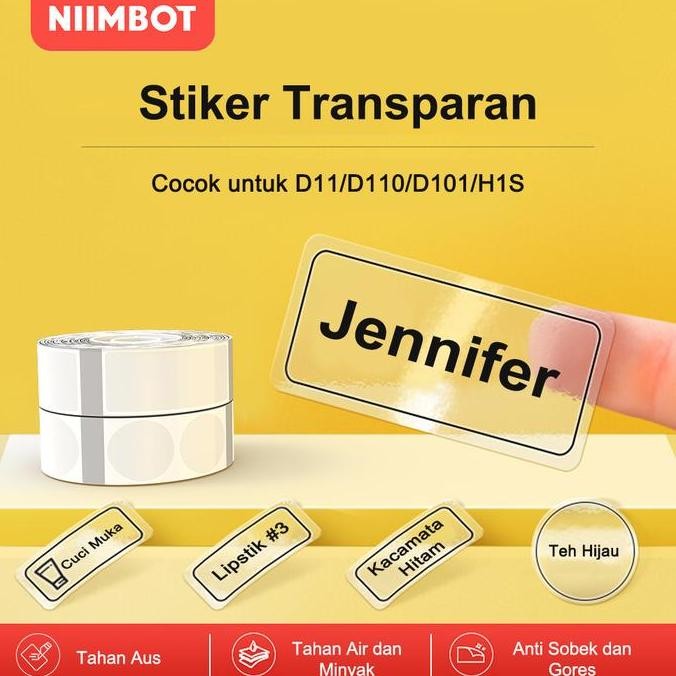 

Kertas Label Termal Transparan Anti Air Anti Minyak Anti Robek untuk Niimbot D11/D110/D101/H1S CS