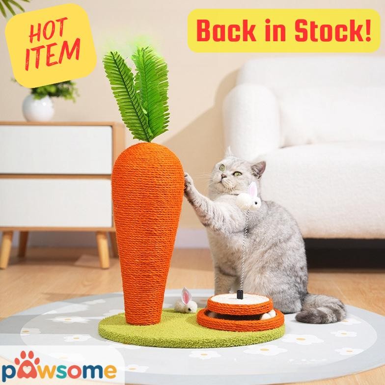 PAWSOME Garukan kucing/tempat cakaran kucing/cat scratcher berbentuk wortel, tersedia 4 varian AST