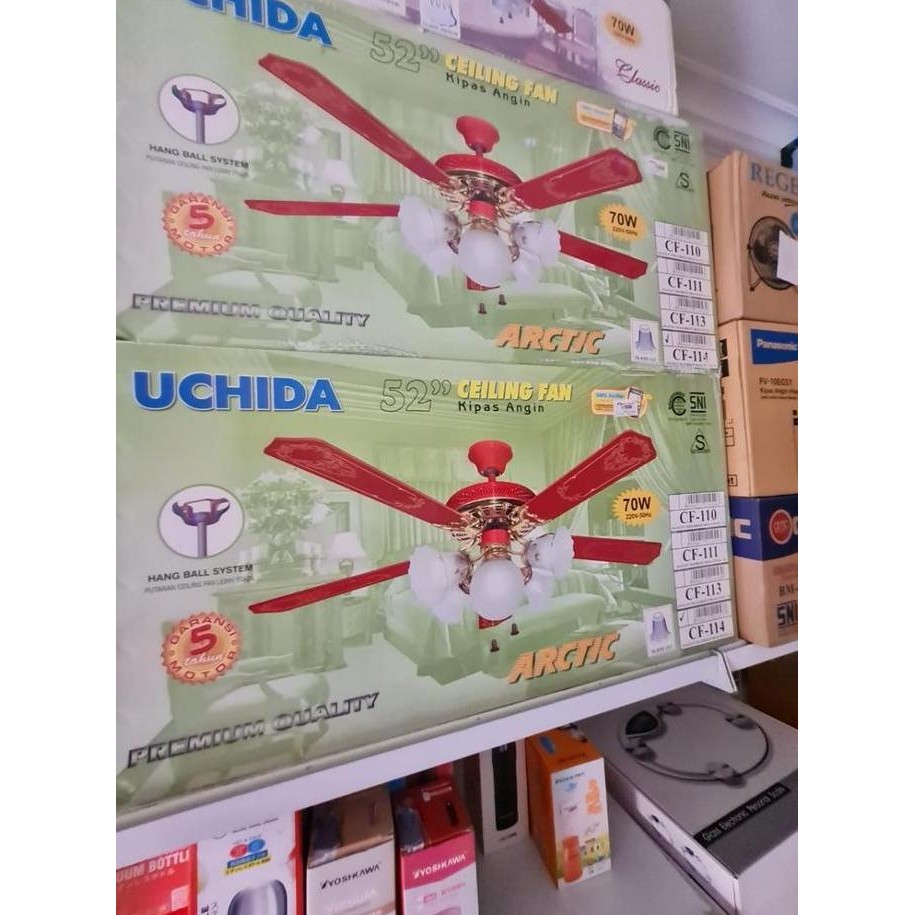 Premium  Uchida Kipas Angin Gantung Plafon Ceiling Fan 5 Lampu Cf114