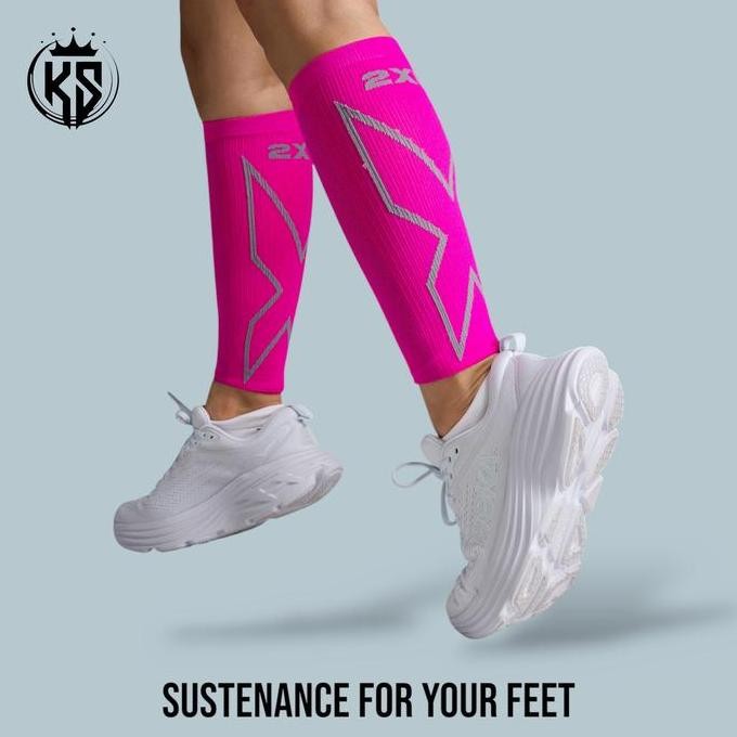 2XU X Compression Calf Sleeves Unisex Magenta Light Grey MURAH