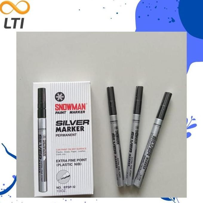 

NEW Spidol Snowman Paint Marker Extra Fine Marker Silver EFSP-12 / LSN BISA CAMPUR WARNA Stationery