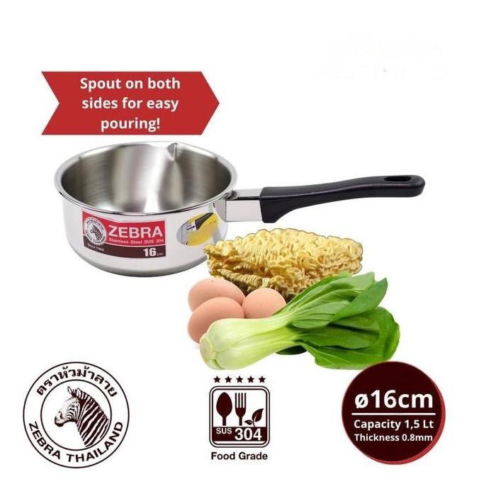 TERMURAH - Wajan Panci Susu Panci Indomie Sauce Pan Stainless Steel Zebra