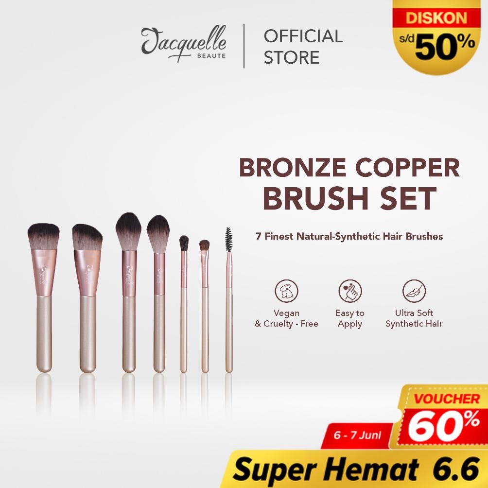 

baru jacquelle bronze copper 7pcs set kuas makeup - alat kecantikan eksklusif
