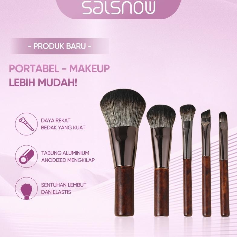 

baru salanow set kuas makeup mini - full set kuas wajah profesional, bulu sintetis